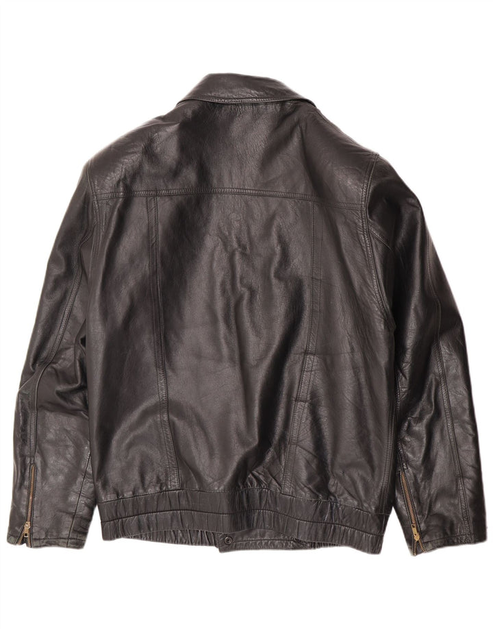 Винтажная мужская кожаная куртка UK 36 маленькая черная кожаная