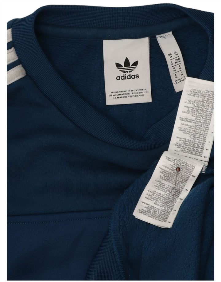 Мужской свитшот ADIDAS, хлопковый джемпер среднего синего цвета