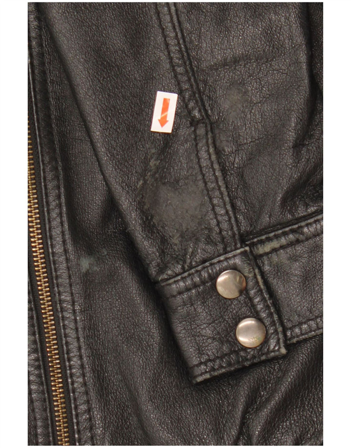 H&M Женская укороченная кожаная куртка EU 38 средний черный кожаный