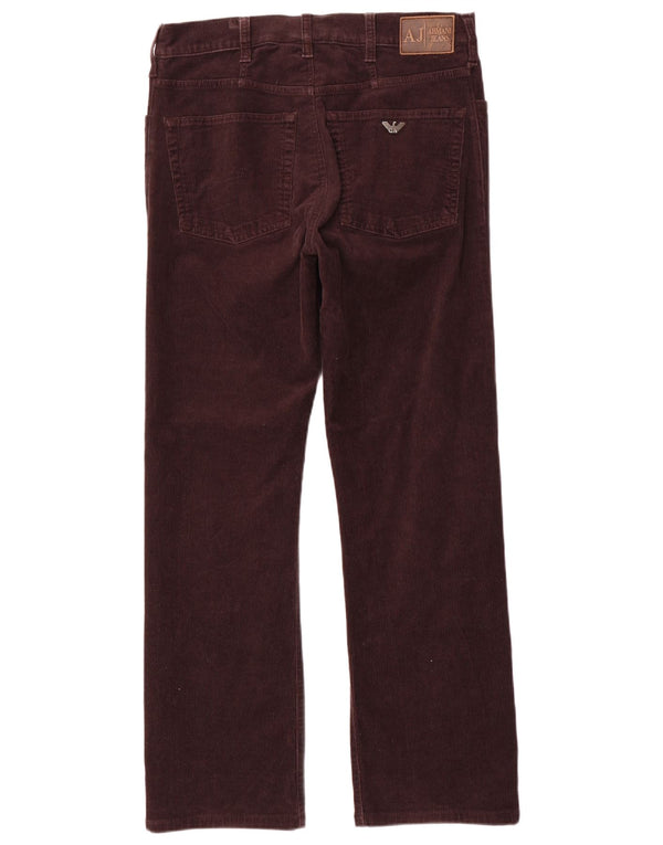 Armani Мужские прямые вельветовые брюки Comfort Fit W32 L30 Коричневые хлопковые