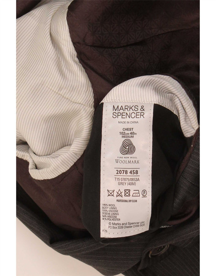 Мужской пиджак на двух пуговицах Marks & Spencer UK 40, средний серый в тонкую полоску