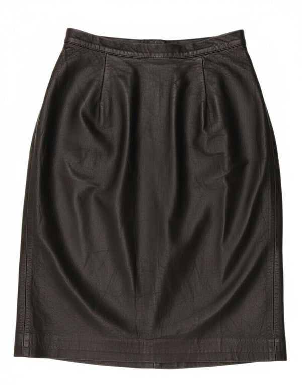 Винтажная женская кожаная юбка с высокой талией IT 42 Medium W28 Черная