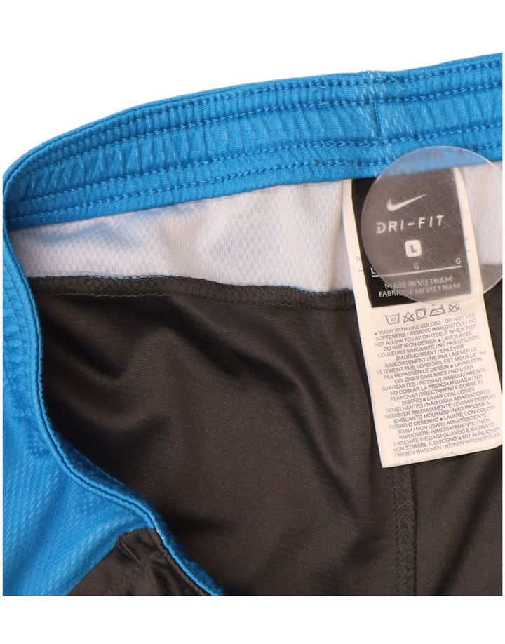 Мужские спортивные шорты Nike Dri Fit, большие черные полиэстер с цветными блоками