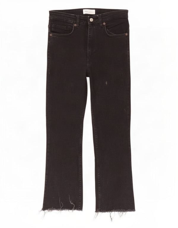 Женские укороченные прямые джинсы Zara EU 38, маленькие W28 L25, черный хлопок