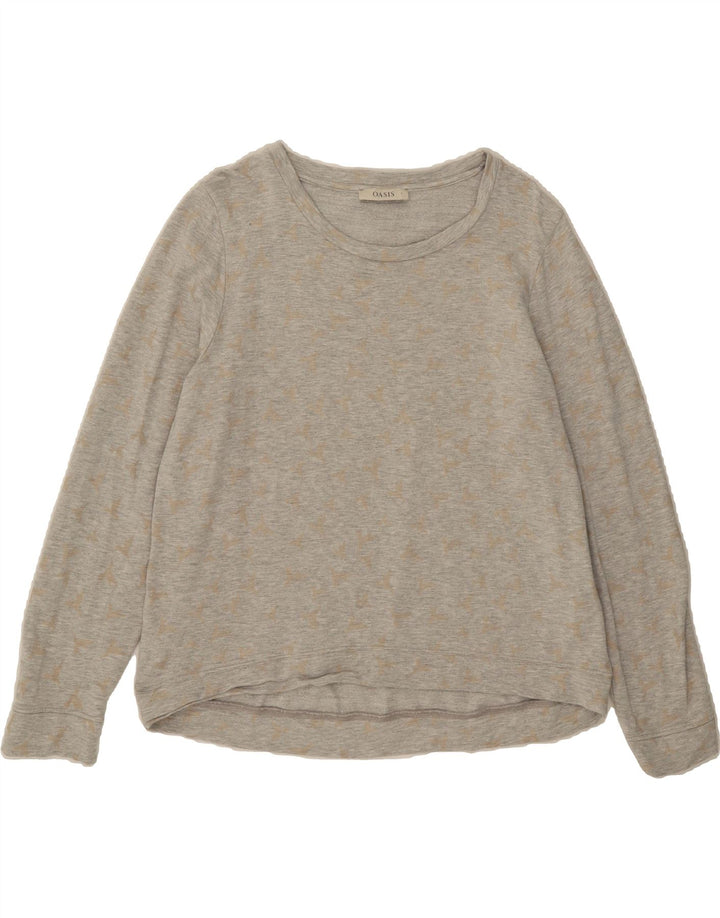 OASIS Womens Graphic Sweatshirt Jumper UK 16 Large Grey Viscose Vintage Oasis and Second-Hand Oasis from Messina Hembry 