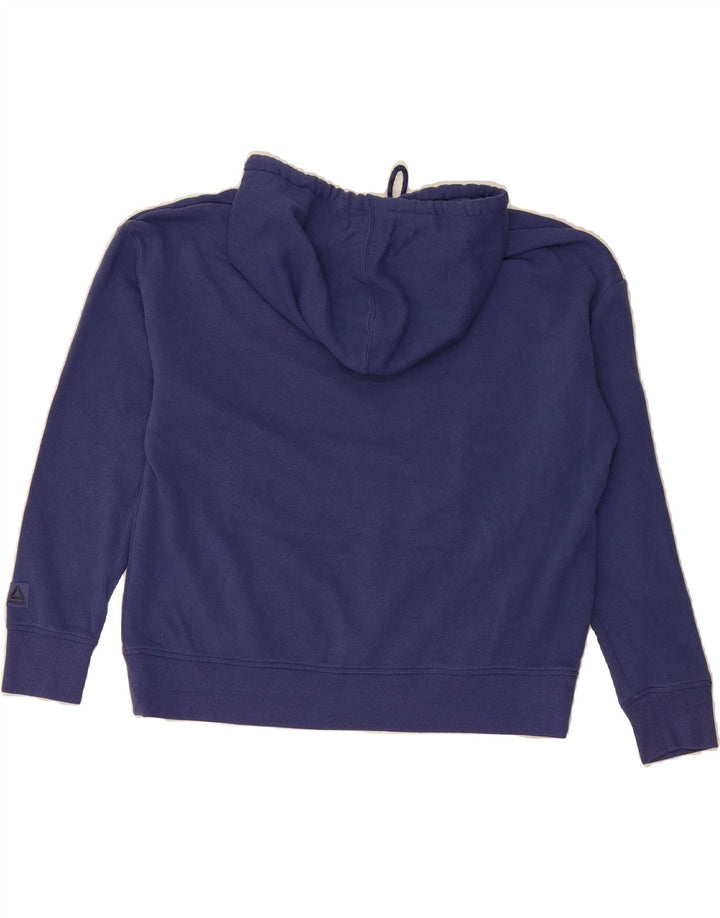 REEBOK Womens Oversized Graphic Hoodie Jumper UK 14 Medium Navy Blue Vintage Reebok and Second-Hand Reebok from Messina Hembry 