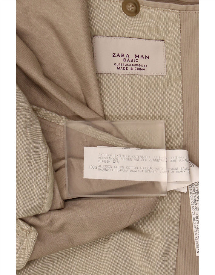 Мужской пиджак ZARA на 2 пуговицах EU 54 XL, бежевый хлопок