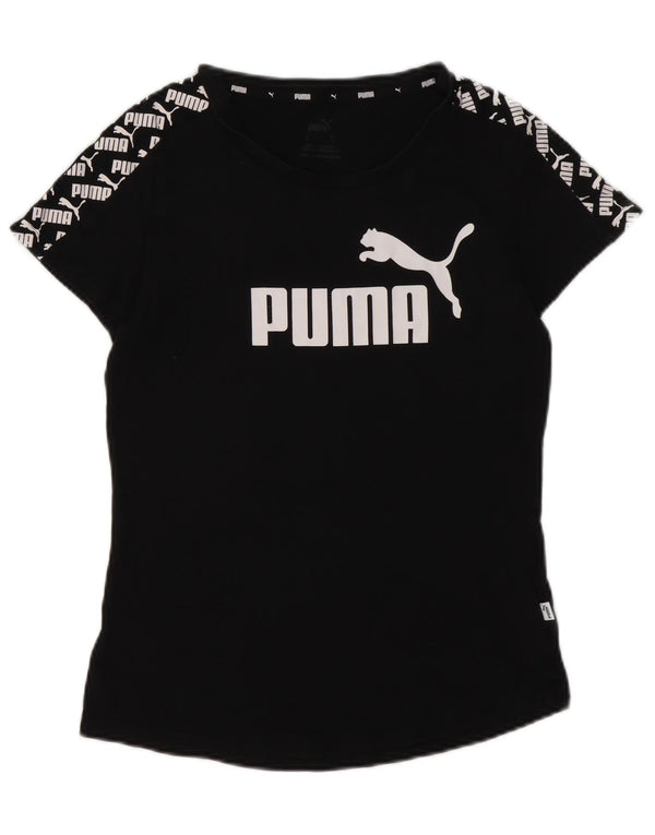Женская футболка с рисунком Puma Top UK 10, маленькая, черный хлопок