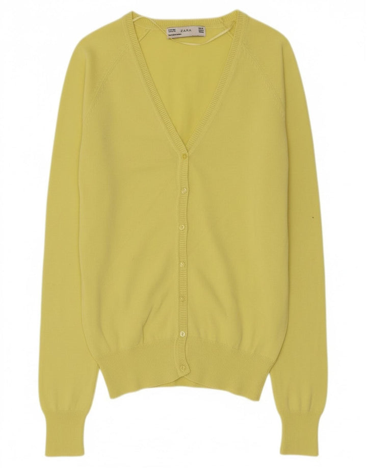 Женский кардиган Zara UK 12, хлопок среднего желтого цвета