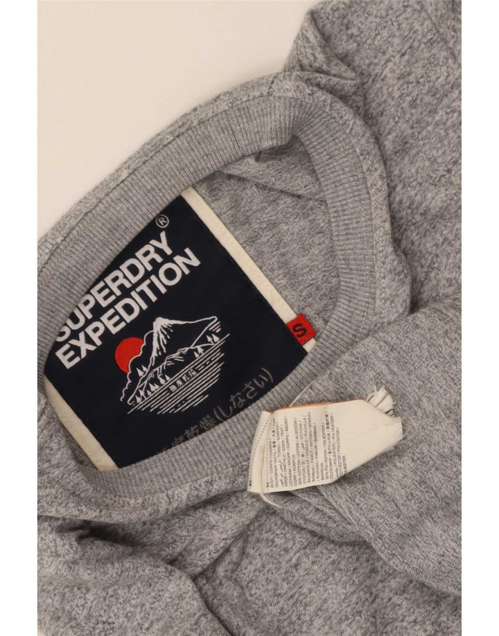 Мужской топ с рисунком Superdry, маленький серый хлопок с длинными рукавами и крапинками