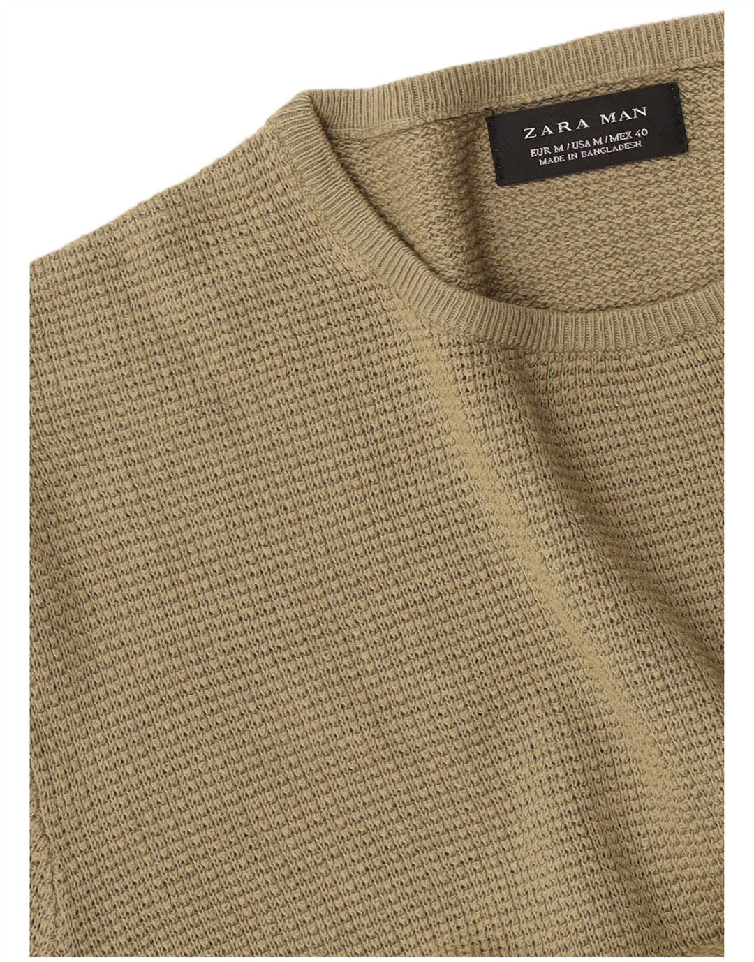 Мужской джемпер с круглым вырезом Zara, средний хаки