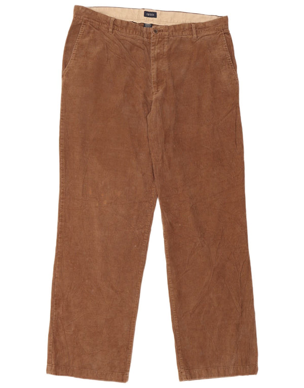 IZOD Мужские прямые вельветовые брюки W38 L34 коричневые, хлопковые