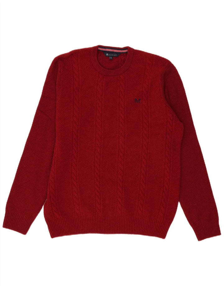 Crew Clothing Мужской джемпер с круглым вырезом, большой красный свитер из овечьей шерсти