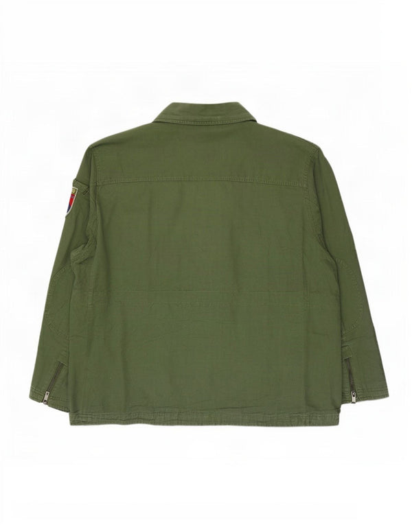 Винтажная мужская куртка в стиле милитари с капюшоном, Великобритания 48, 4XL, зеленый хлопок