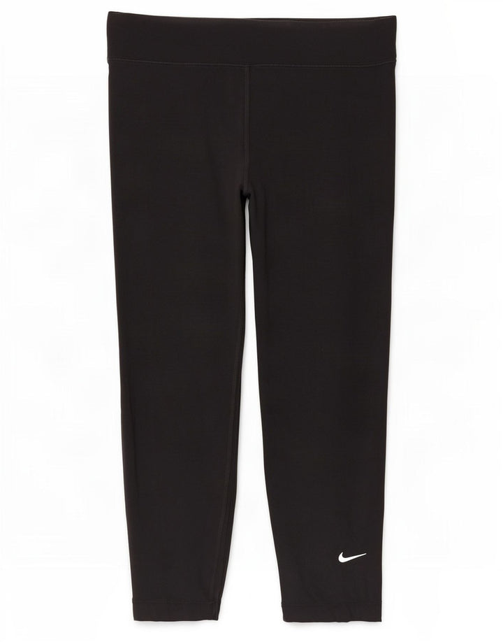 Женские укороченные леггинсы Nike UK 12, средние черные хлопковые леггинсы