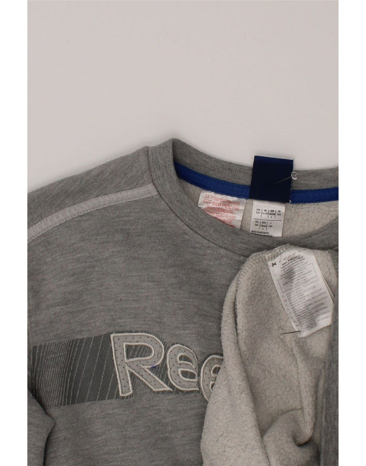 Джемпер с рисунком Reebok для мальчиков 11-12 лет, серый хлопок