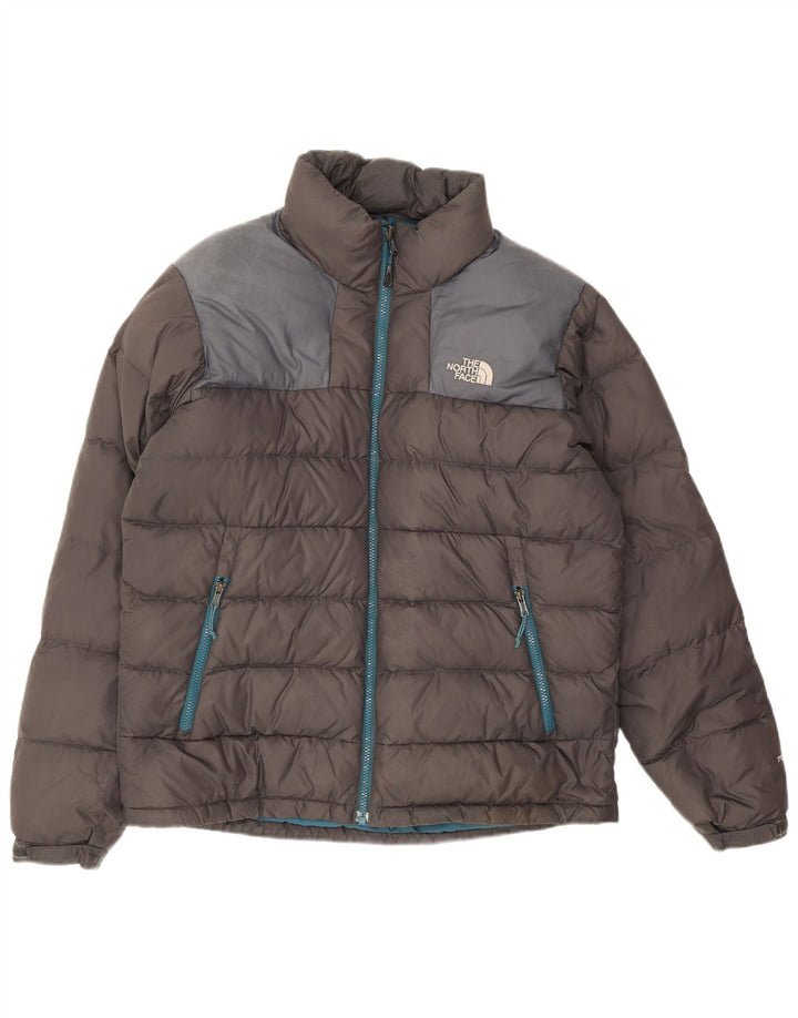 Мужская стеганая куртка The North Face UK 38, нейлон среднего серого цвета с цветными блоками