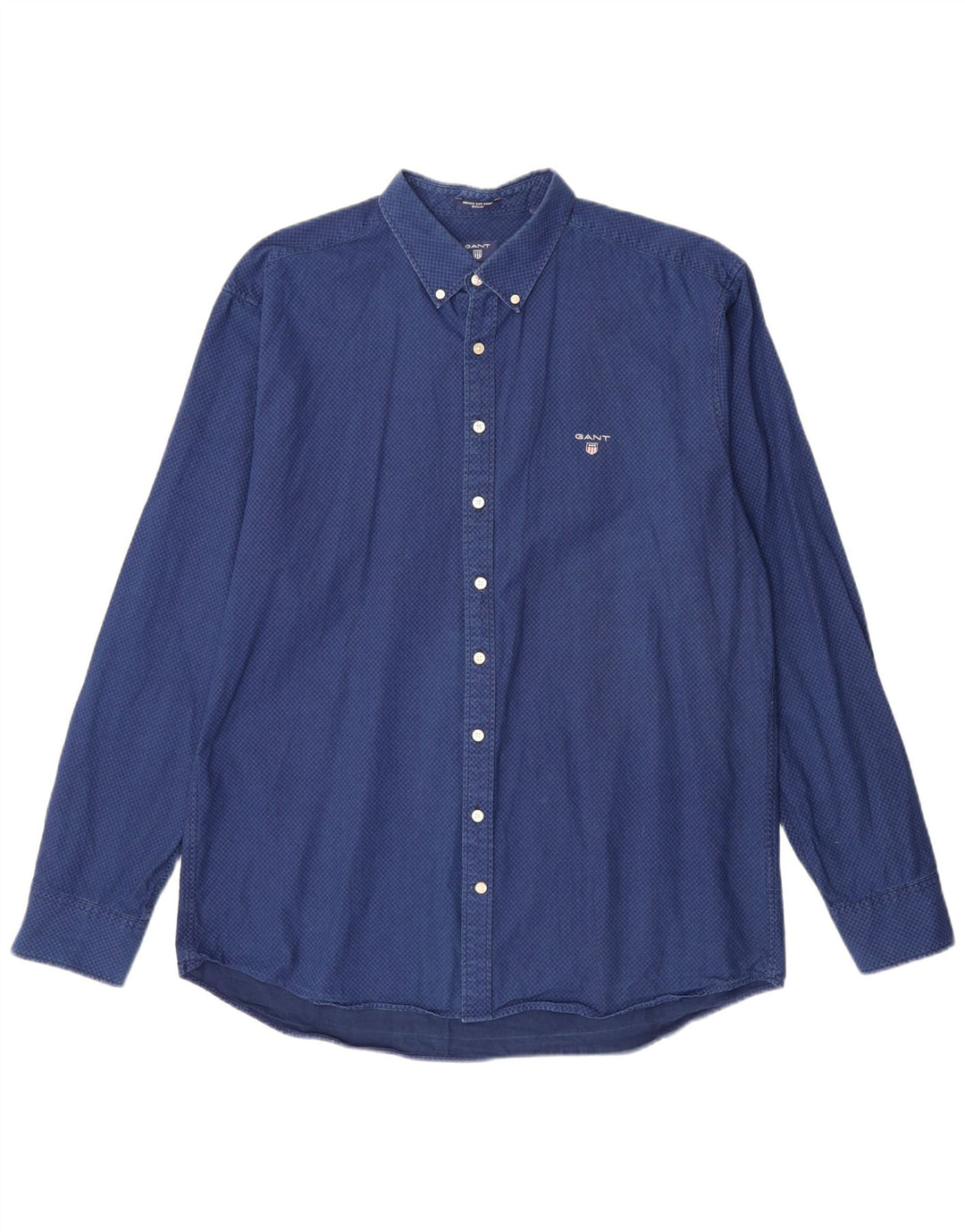 Мужская рубашка GANT стандартного кроя, размер 45/46, 18, 2XL, синяя, хлопковая с геометрическим рисунком