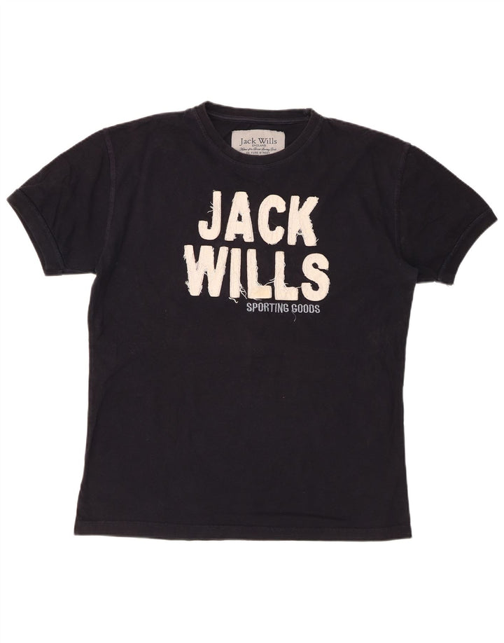 Мужская футболка с рисунком JACK WILLS, средний черный, хлопок