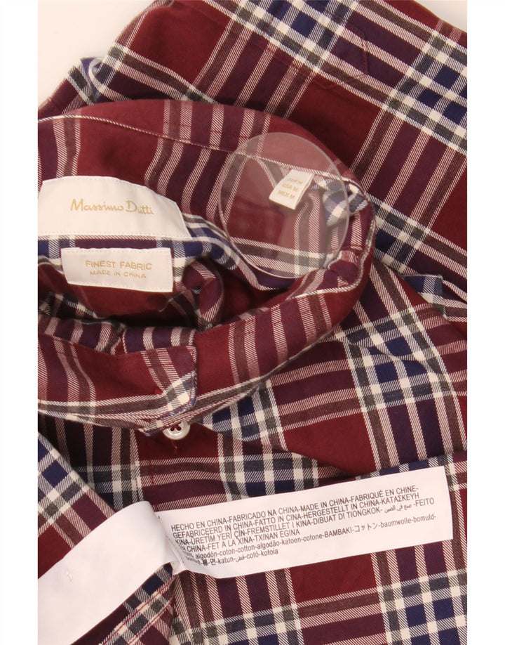 Мужская рубашка Massimo Dutti среднего размера, бордовая клетка, хлопок