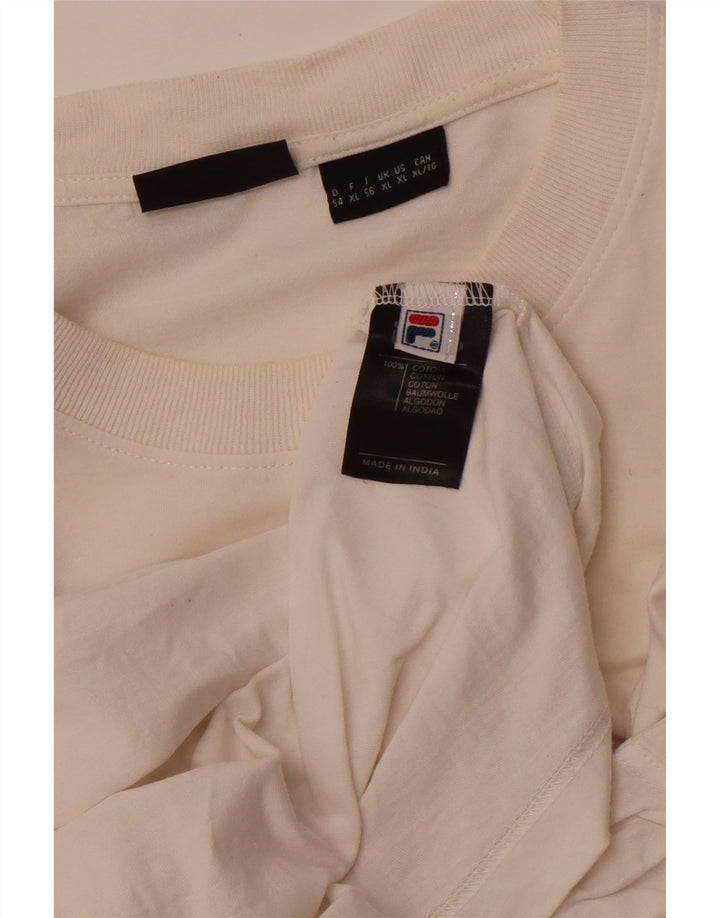 Мужская футболка с рисунком FILA, топ XL, белый хлопок