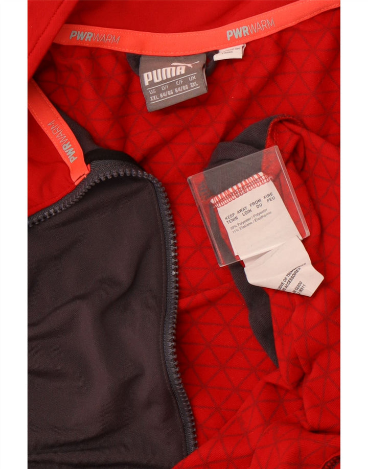 Мужской спортивный костюм-пуловер PUMA с воротником на молнии 3XL, серый полиэстер с цветными блоками