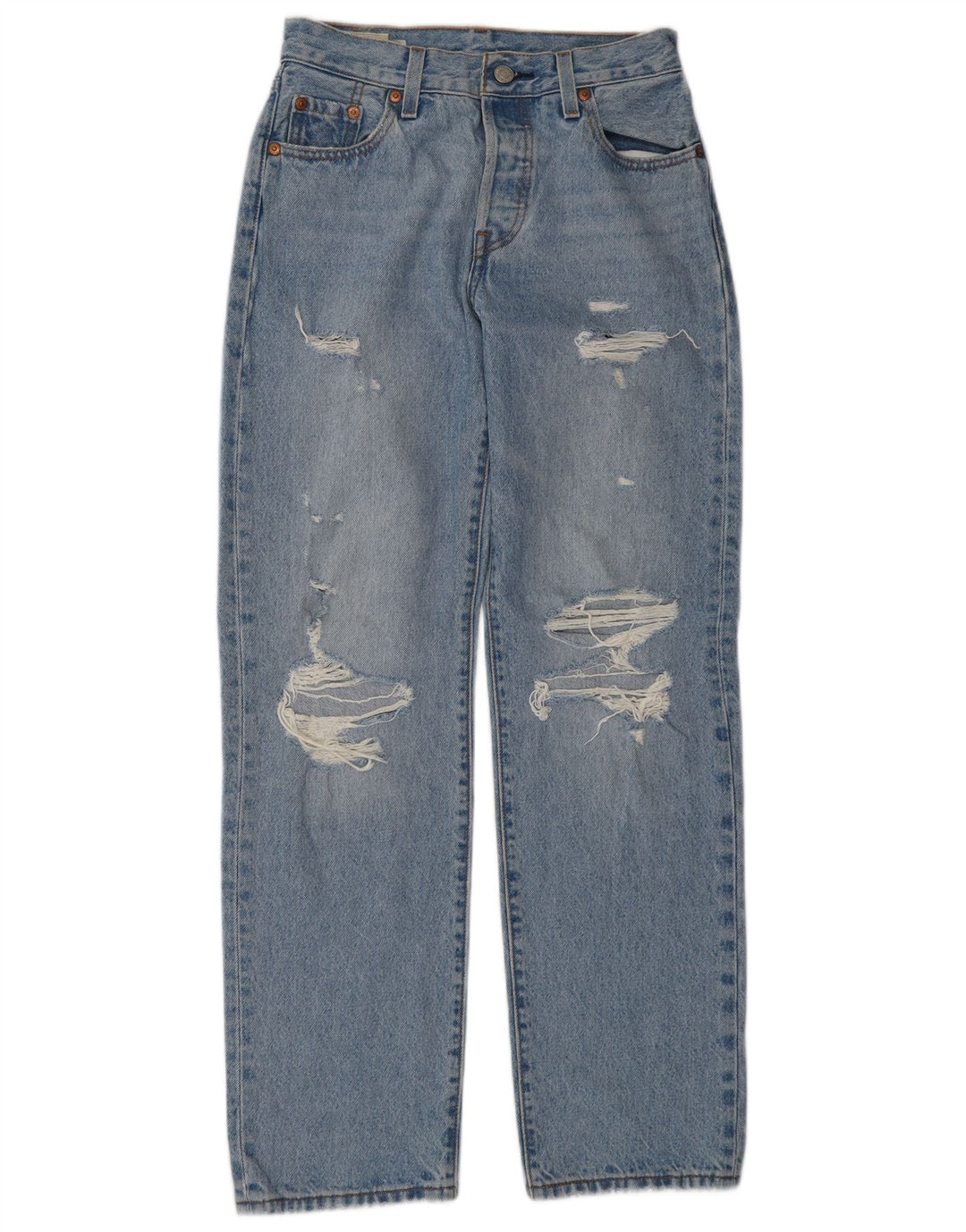 Женские потертые прямые джинсы Levi's 501 W23 L30, синий хлопок