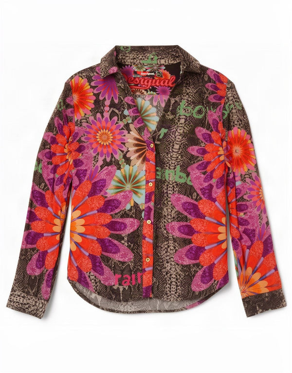 Женская рубашка с рисунком Desigual UK 6 XS Разноцветный цветочный принт