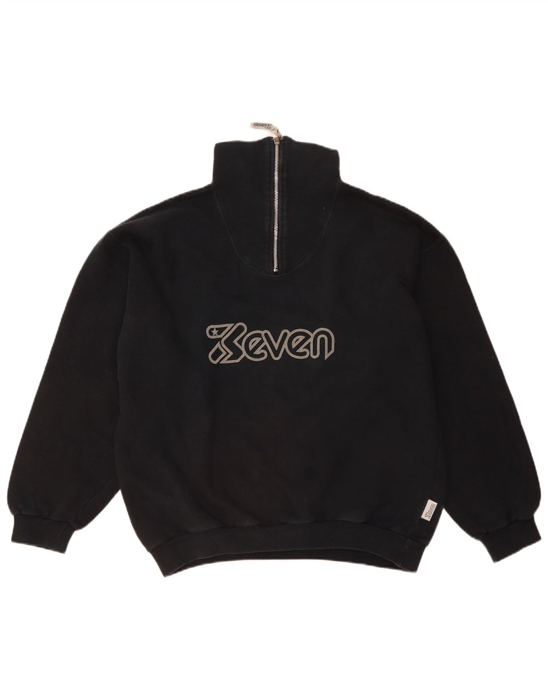 SEVEN 7 Мужской свитшот на молнии с рисунком, большой темно-синий хлопковый джемпер