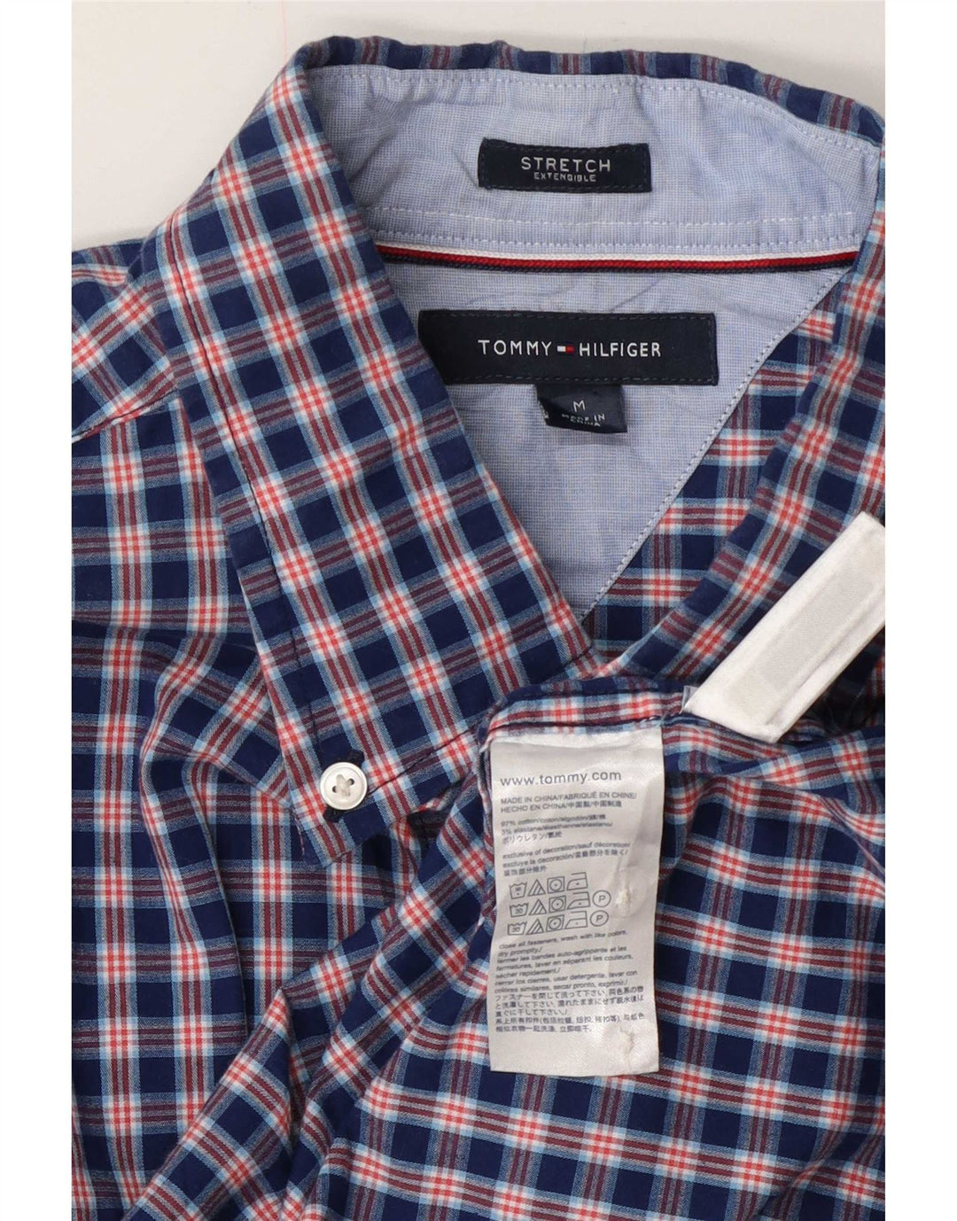 Мужская рубашка Tommy Hilfiger среднего размера, темно-синяя клетка, хлопок