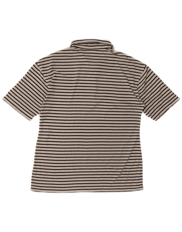 Мужская рубашка-поло Lacoste, размер 4, средняя белая в тонкую полоску