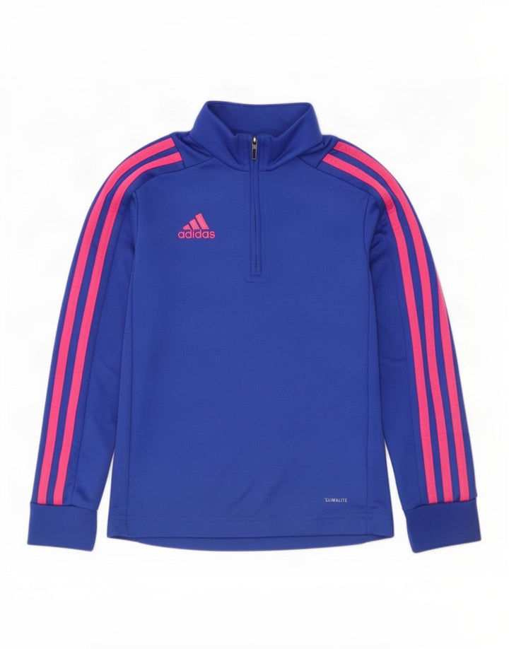 Adidas Girls Climalite Пуловер с воротником на молнии Спортивный костюм Топ 7-8 лет Синий