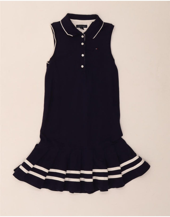 Платье-поло Tommy Hilfiger для девочек 9–10 лет, хлопковое платье темно-синего цвета в полоску