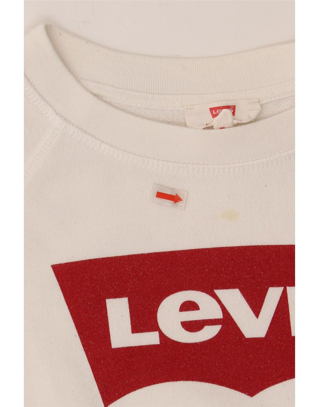 LEVI'S Womens Oversized Graphic Sweatshirt Jumper UK 10 Small White Cotton Vintage Levi's and Second-Hand Levi's from Messina Hembry 