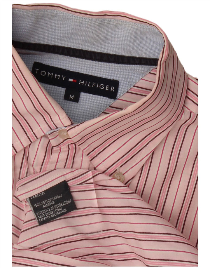 Tommy Hilfiger Мужская рубашка из хлопка в розовую полоску среднего размера