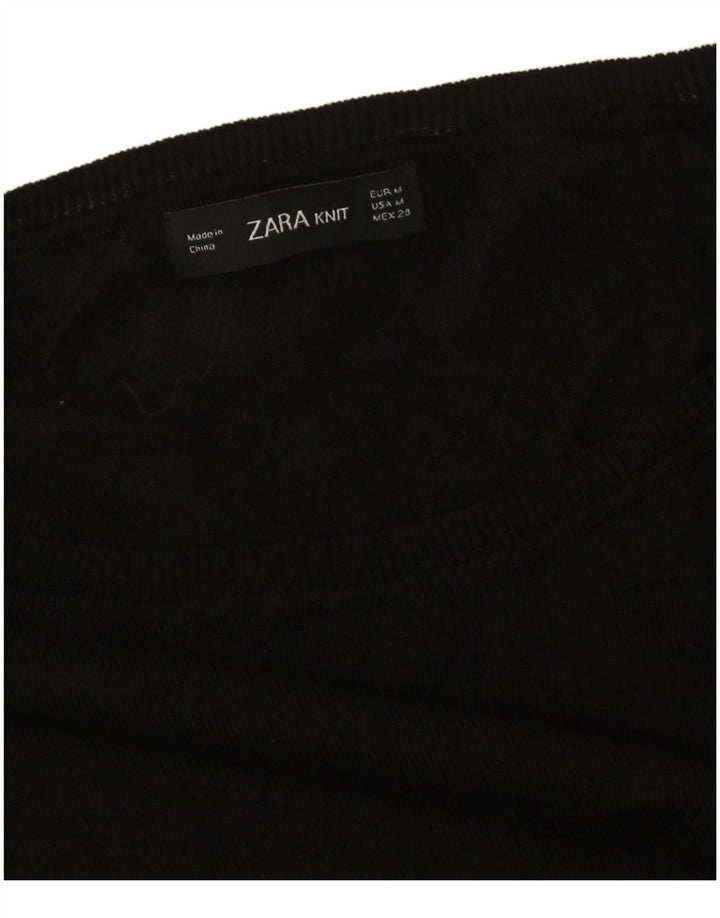 Женский свободный джемпер с вырезом «лодочка» Zara UK 14, средний черный
