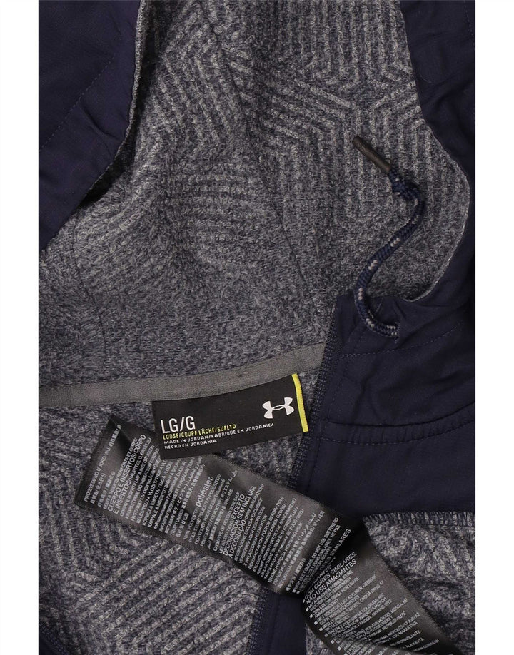 Мужской свитер с капюшоном на молнии Under Armour, большой серый, полиэстер с цветными блоками