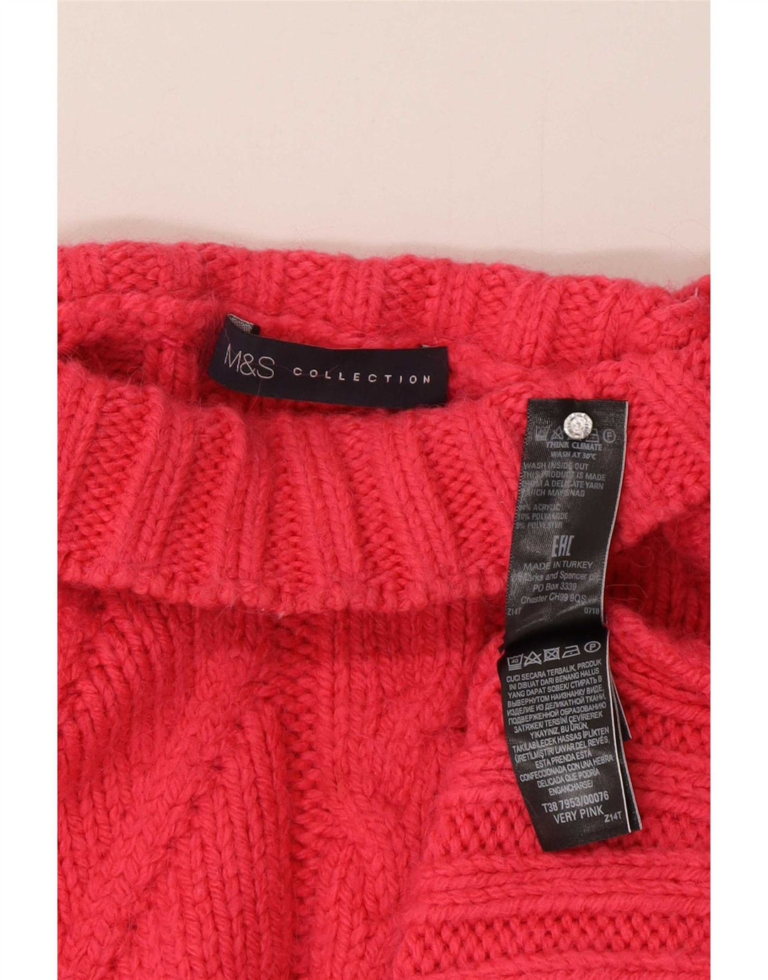 Женский джемпер с высоким воротником Marks & Spencer, Великобритания, 16, большой розовый
