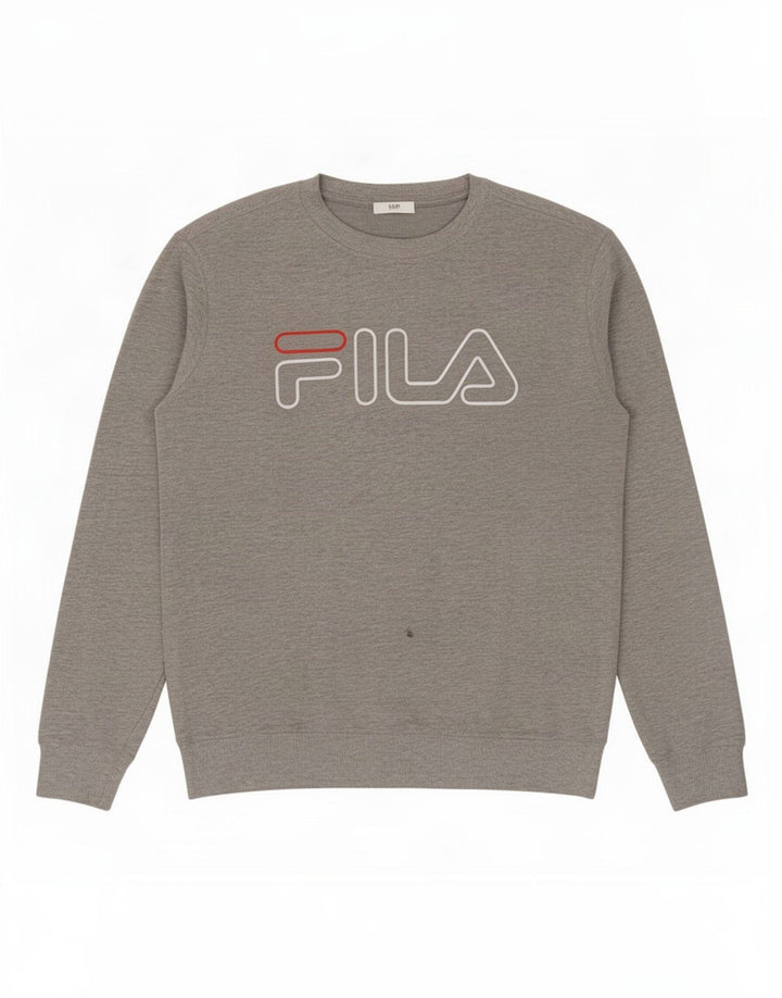 Fila Мужской свитшот с рисунком, хлопковый джемпер среднего серого цвета
