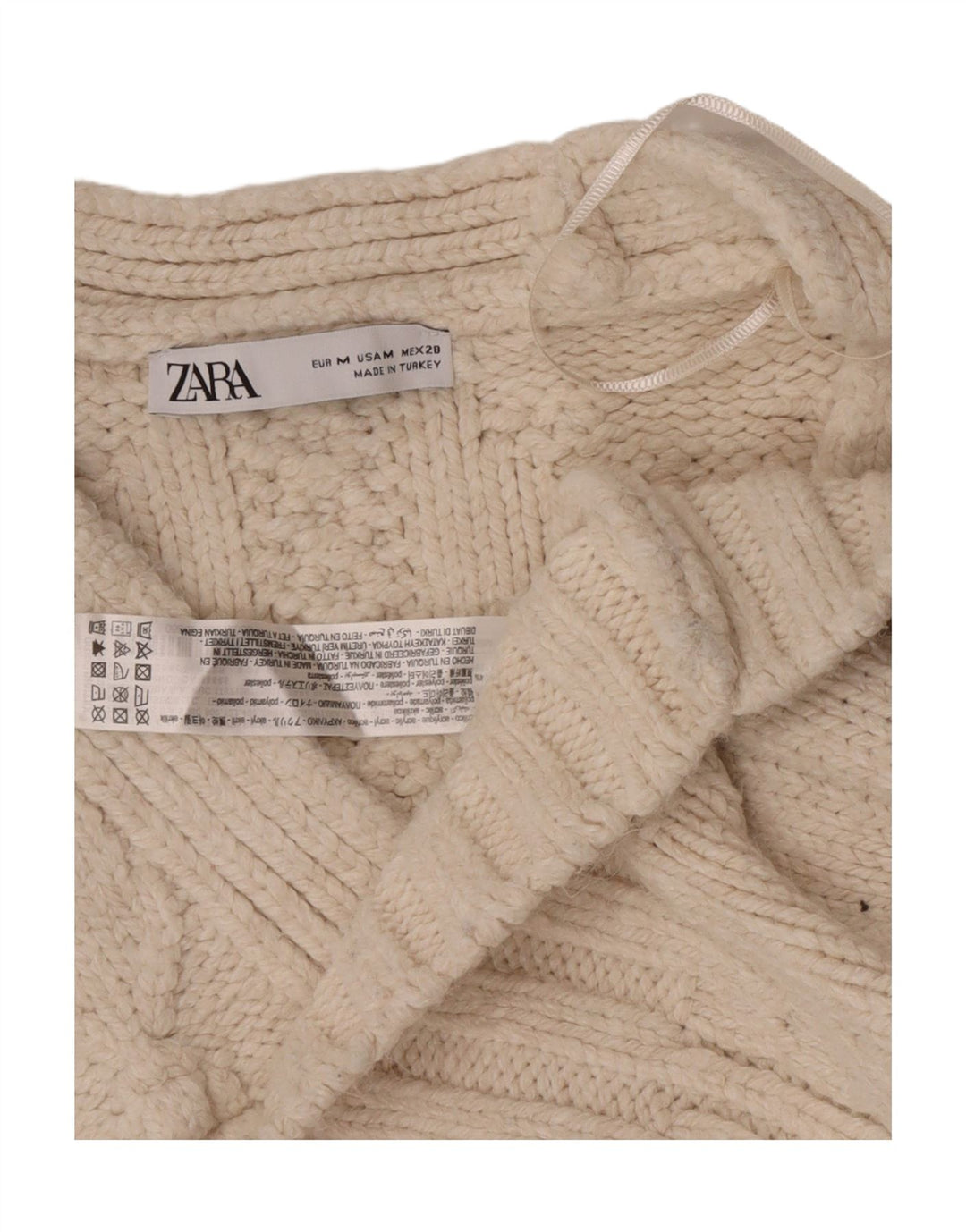 Женский укороченный кардиган оверсайз Zara UK 14, средний белый акрил