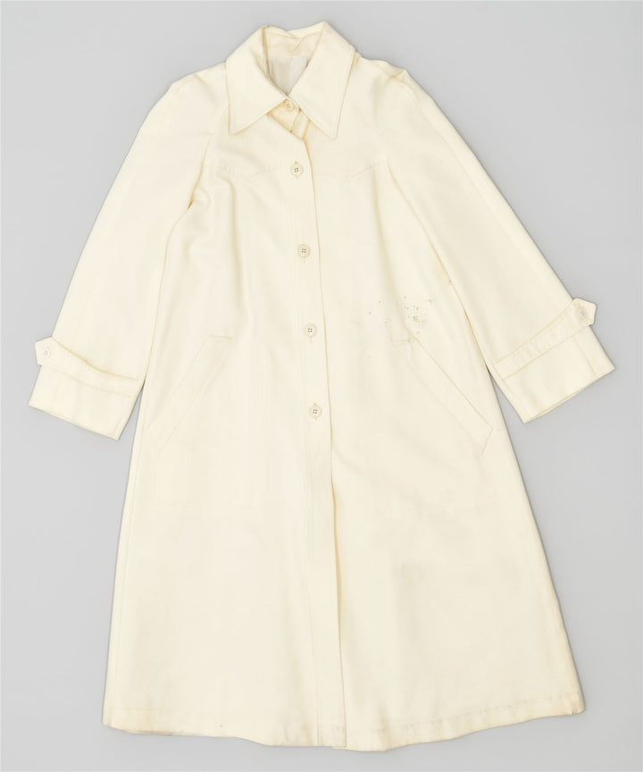 ВИНТАЖНОЕ женское пальто UK 4 XS Off White