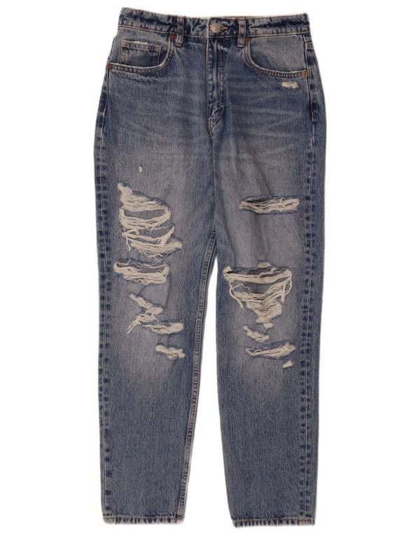 Zara Женские прямые джинсы с потертостями EU 38 Small W28 L28 Синий хлопок