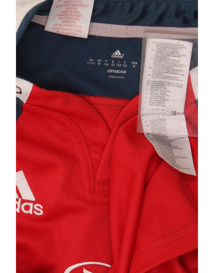 Футболка ADIDAS для мальчиков Munster Rugby с рисунком, 11–12 лет, красная с цветными блоками
