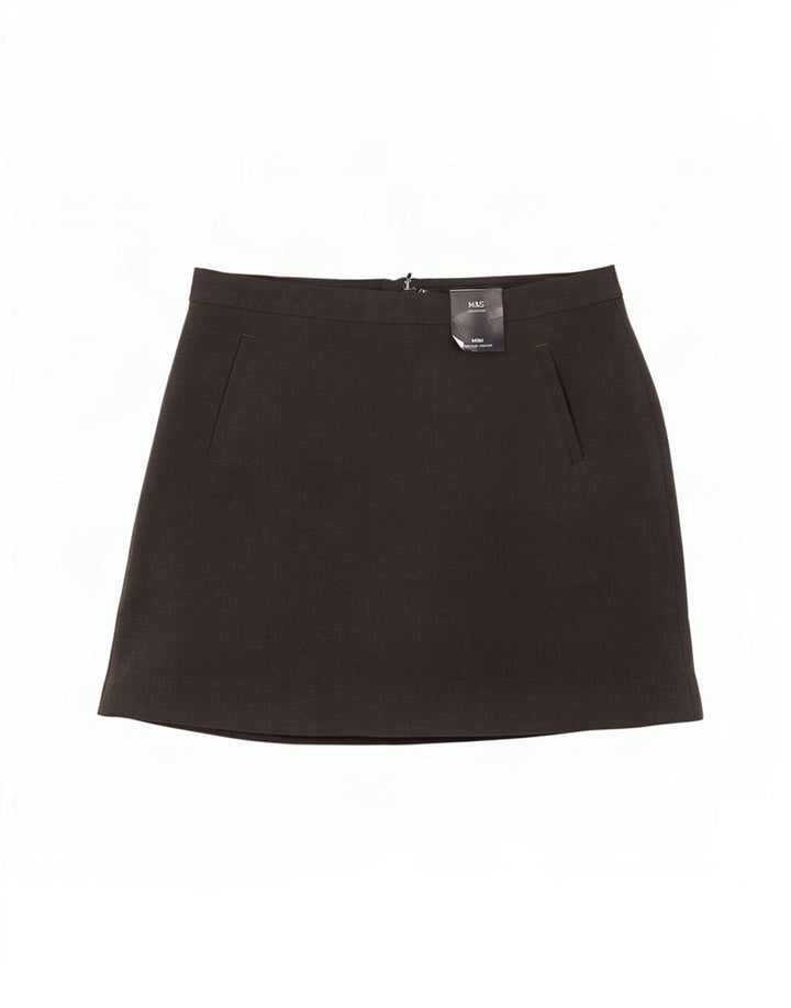Женская мини-юбка Marks & Spencer UK 12 Medium W30 Серый полиэстер