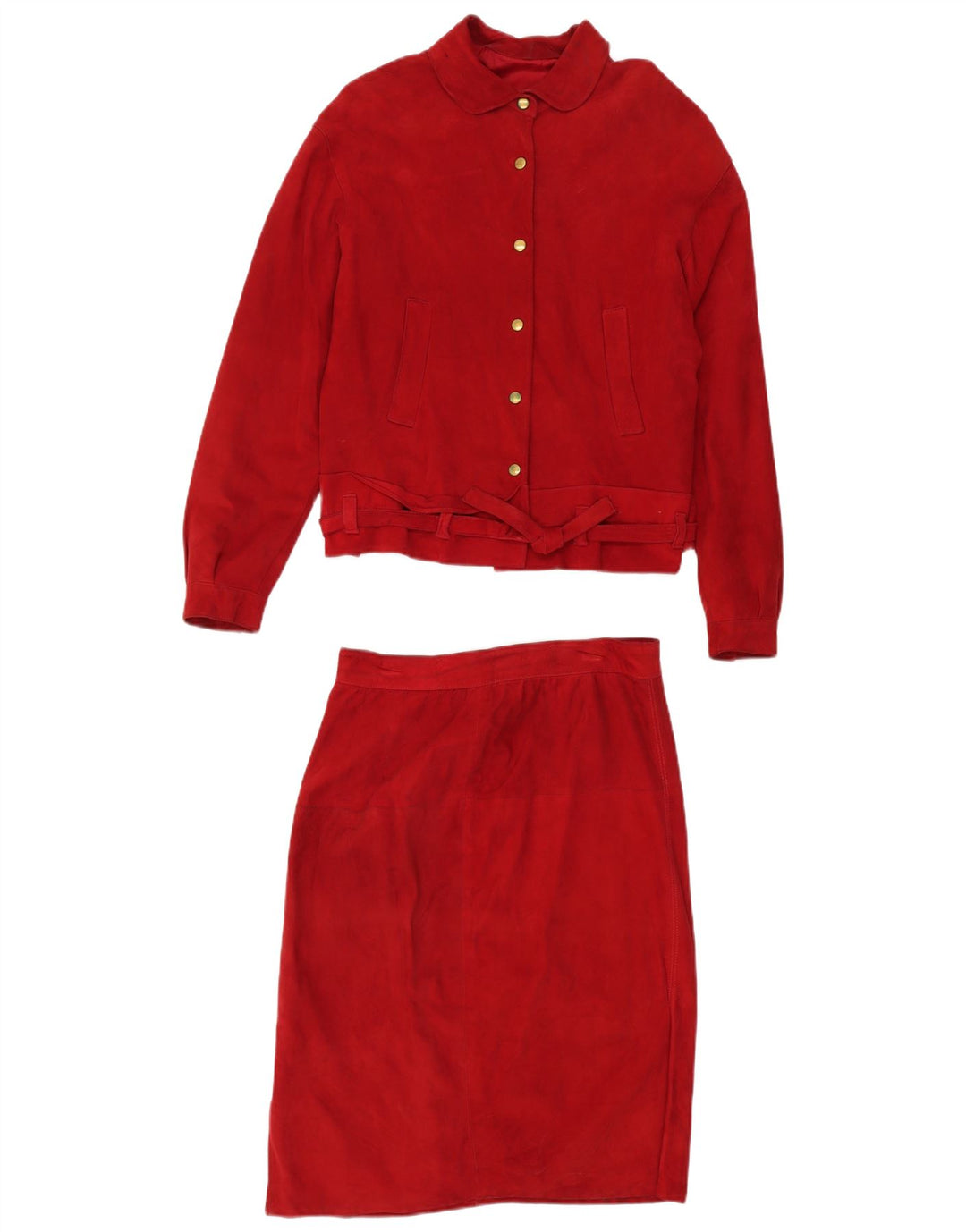 ВИНТАЖНЫЙ комплект из 2 женских замшевых юбок UK 14, средний W30, красная кожа