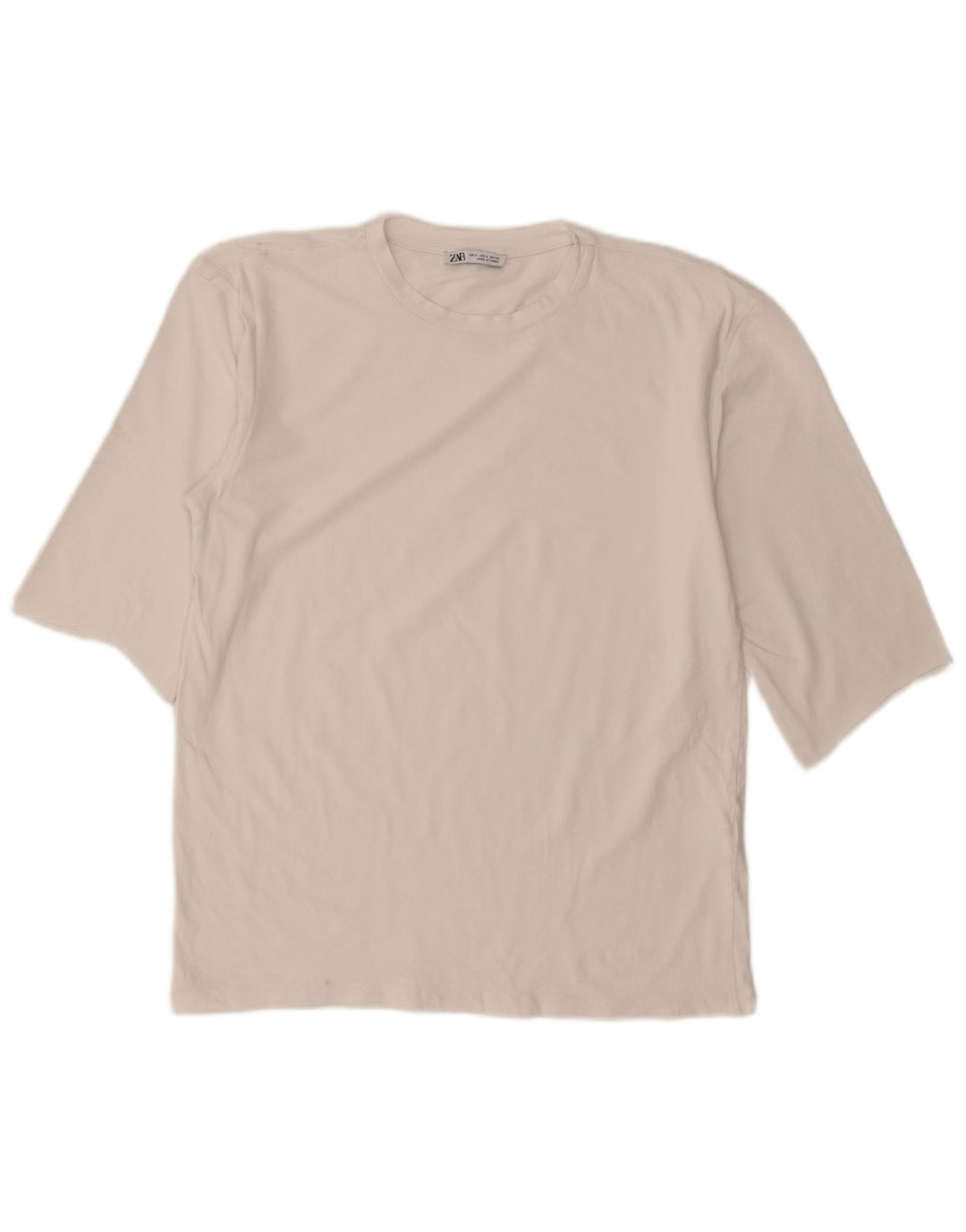 Женская футболка Zara Top UK 12, средний белый хлопок, белый цвет