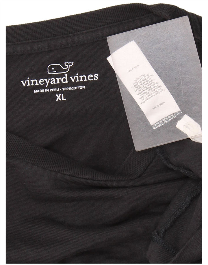 VINEYARD VINES Мужской топ с рисунком с длинным рукавом XL, черный хлопок