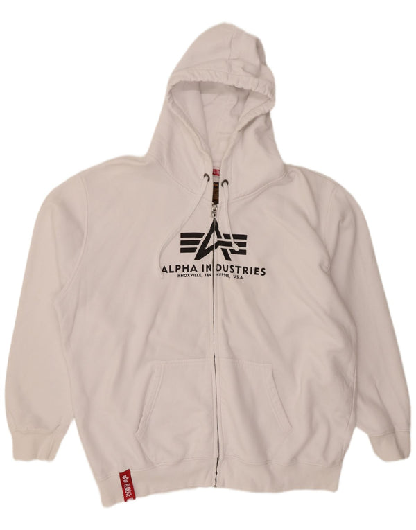 ALPHA INDUSTRIES Мужской свитер с капюшоном на молнии с графическим рисунком 4XL, белый хлопок