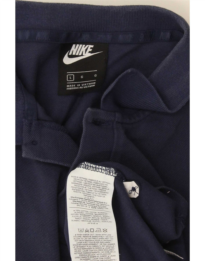 Мужская рубашка-поло Nike большого размера, темно-синяя, хлопковая