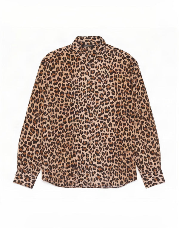 Zara Womens Shirt Blouse UK 18 XL Brown Animal Print